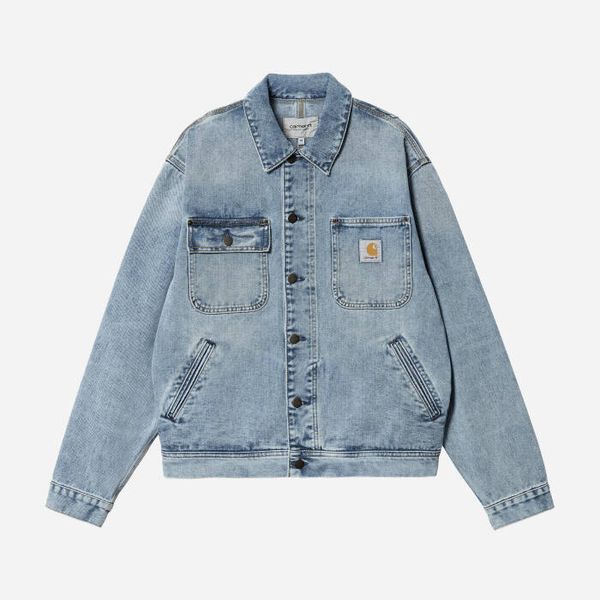 Carhartt WIP Мъжко яке Carhartt WIP Saledo яке I031925 СИНЬО СВЕТЛО ИЗПОЛЗВАНО ИЗПРАНО