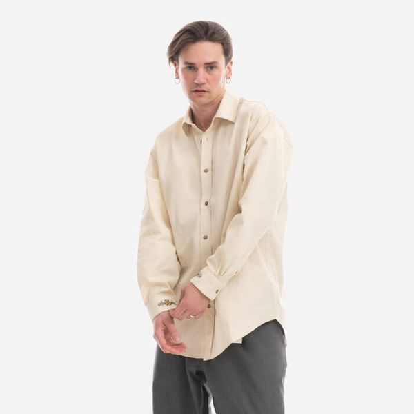 Drôle de Monsieur Мъжка риза Drole De Monsieur Chemise Drôle Fleurie SH126 LIGHT BEIGE