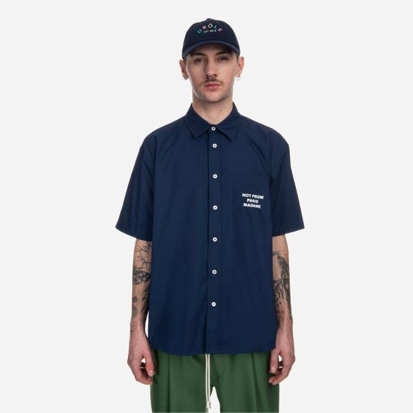 Drôle de Monsieur Мъжка риза Drôle De Monsieur La Chemise Slogan SH128 NAVY