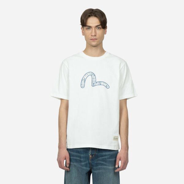 EVISU Мъжка тениска Evisu Graffiti Daruma Sticker Printed SS Tee 2ESHTM3TS516XXCT OFF WHITE