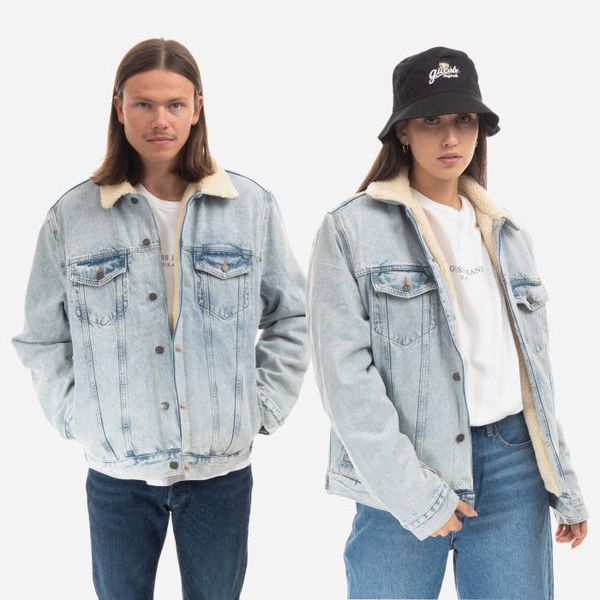 GUESS USA GUESS USA Gusa Blue Denim Sherpa Jacket M2BN00D4S10 F9JJ