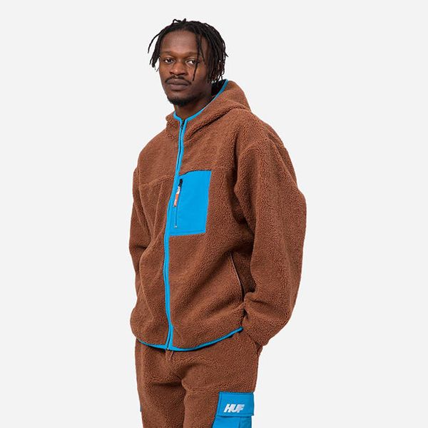 HUF HUF Fort Point Sherpa Jacken JK00326 DUST BROWN