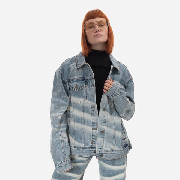 KSUBI Дамско овъргабаритно яке KSUBI Strokes WPS23JK006 ДЕНИМ