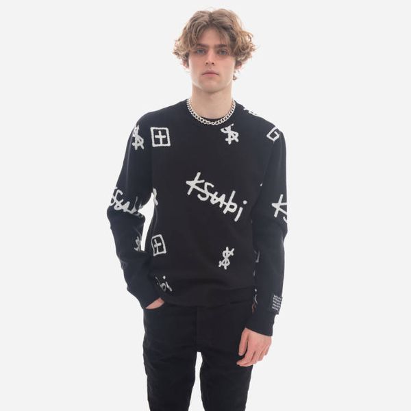 KSUBI KSUBI Kash Box Knit Crew MPS23KW001 ЧЕРЕН мъжки пуловер