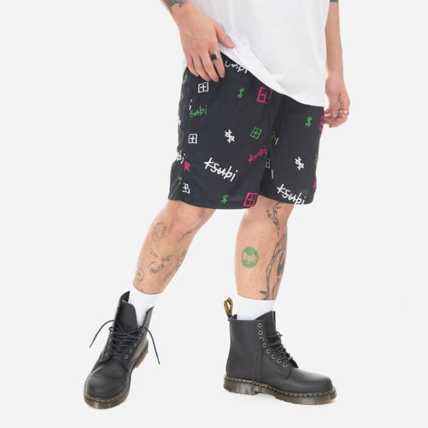 KSUBI Мъжки къси панталони KSUBI Kash Box Burner Boardshort MPS23WA003 ЧЕРЕН