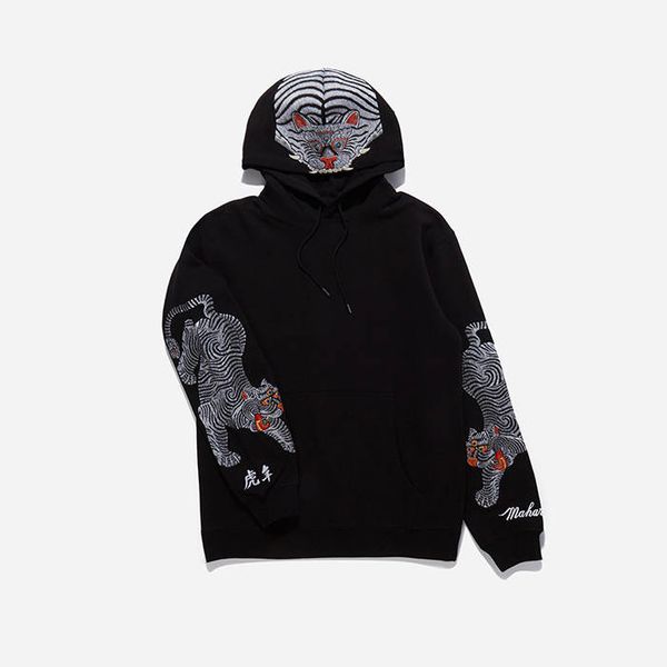 Maharishi Maharishi Tiger Embroidered Hooded Sweat 8031 BLACK