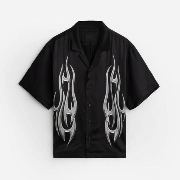 * marka niezdefiniowana Мъжка риза STAMPD Chrome Flame Camp Collar Collar SLA-M3108BD-BLK