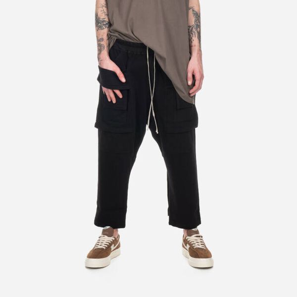 * marka niezdefiniowana Мъжки панталон Rick Owens DRKSHDW Creatch Cargo Cropped Drawstring DU01C6371 RIG BLACK