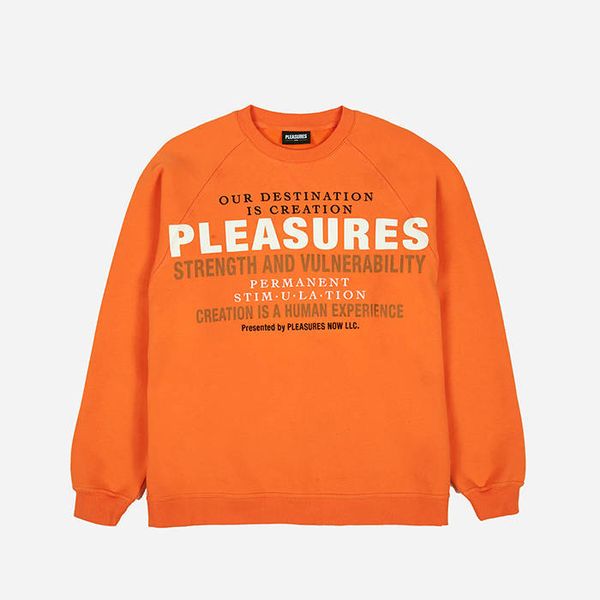 * marka niezdefiniowana PLEASURES Permanent Crewneck P22SP017-ORANGE
