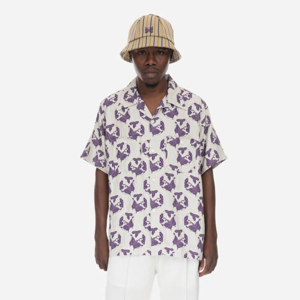 Needles Мъжка риза Needles S/S One-Up Shirt MR240 OFF WHITE