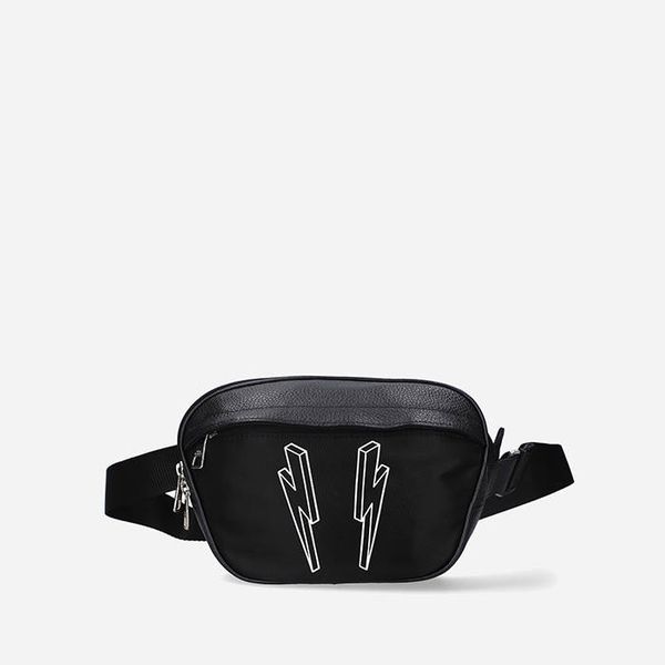Neil Barrett Neil 3D Bolt Nylon + Rubberized Cotton City Belt Bag BBO305B-S9101 524
