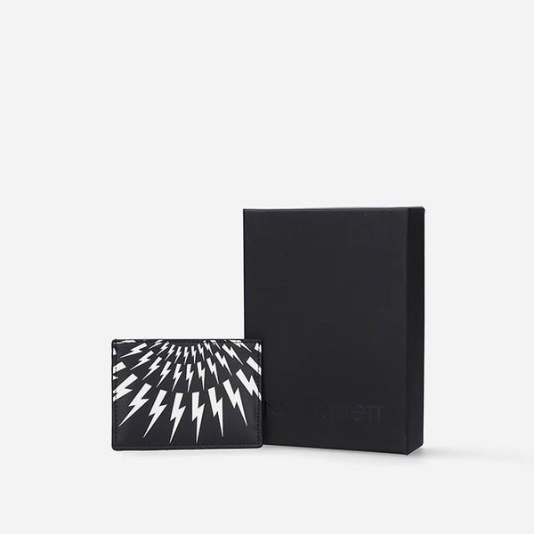 Neil Barrett Neil Barrett Fair-Isle Thunderbolt Leather Four Slots Card Holder BSG197A-C9200 524