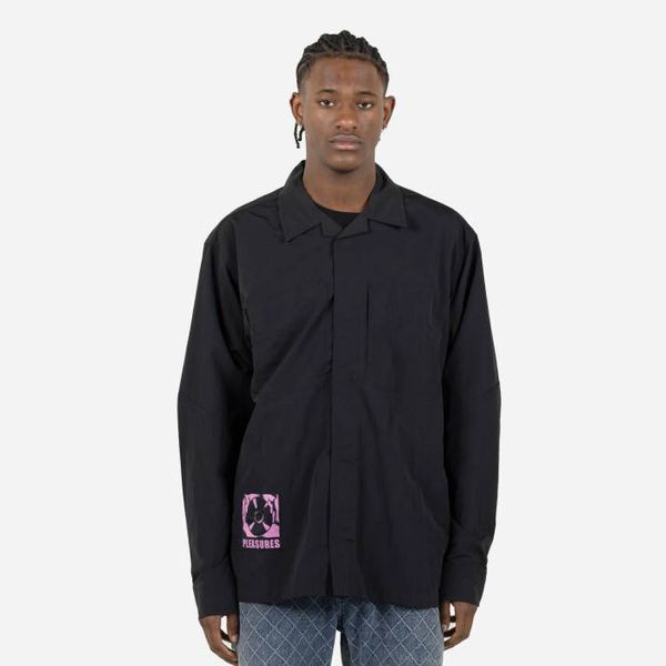PLEASURES Мъжка риза PLEASURES Стара тениска с дълъг ръкав P23SP013-BLACK