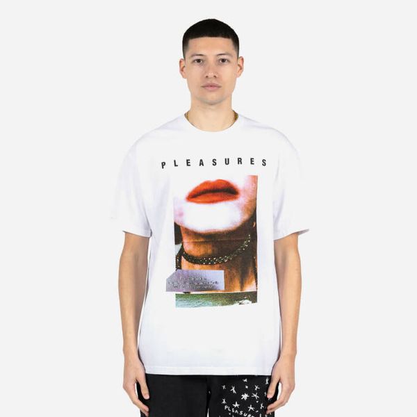 PLEASURES Мъжка тениска PLEASURES Connection T-shirt P23SP058-WHITE