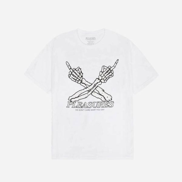 PLEASURES Мъжка тениска PLEASURES Don't Care T-shirt P23SP051-WHITE