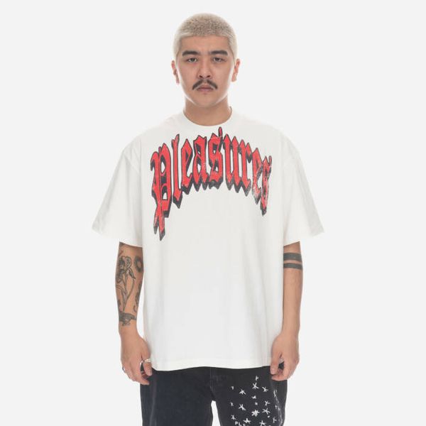 PLEASURES Мъжка тениска PLEASURES Twitch Heavyweight Shirt P23SP028-WHITE