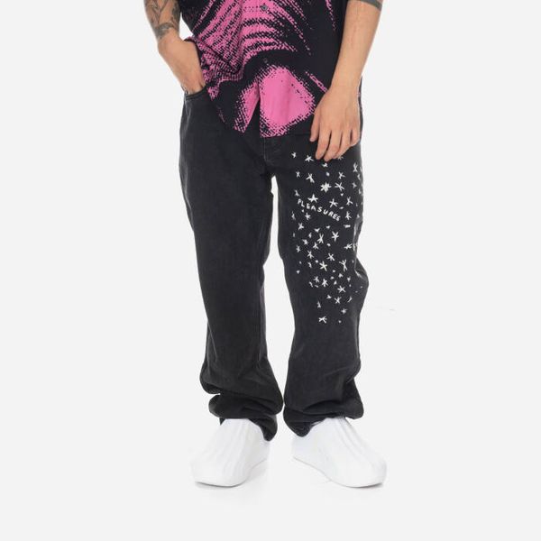 PLEASURES Мъжки панталон PLEASURES Starry 5 Pocket Denim Washed P23SP042-BLACK