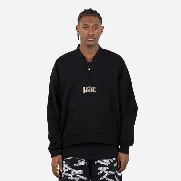 PLEASURES Мъжки суичър PLEASURES Karat Quarter Zip Fleece P23SP020-BLACK