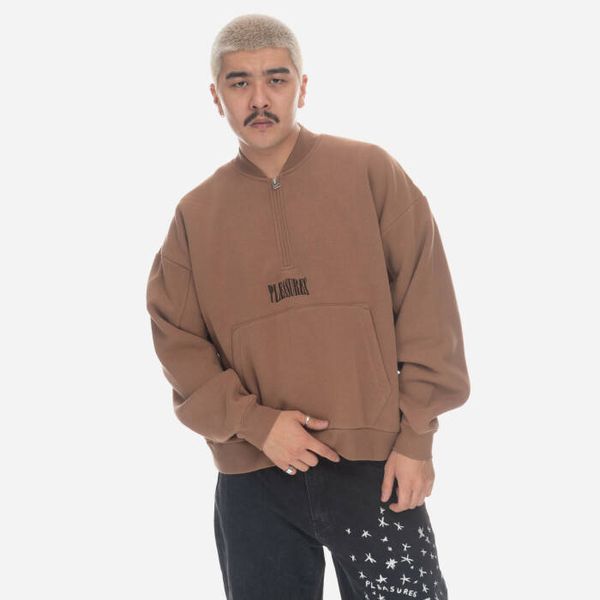 PLEASURES Мъжки суичър PLEASURES Karat Quarter Zip Fleece P23SP020-BROWN