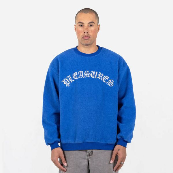 PLEASURES Мъжки суичър PLEASURES Mars Sherpa Crewneck P23SP019-BLUE