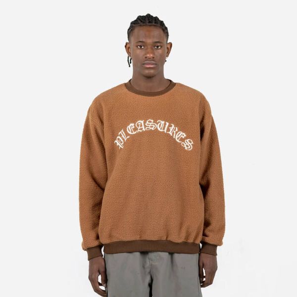 PLEASURES Мъжки суичър PLEASURES Mars Sherpa Crewneck P23SP019-КАФЯВ