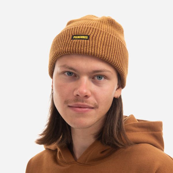 PLEASURES PLEASURES Impact Logo Beanie P22F063-TAN