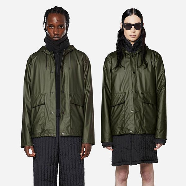 Rains Rains Short Hooded Coat 18260 EVERGREEN