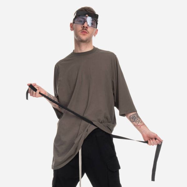 Rick Owens Мъжка тениска Rick Owens DRKSHDW Плетена тениска Jumbo SS Tee DU01C6274 RN DUST