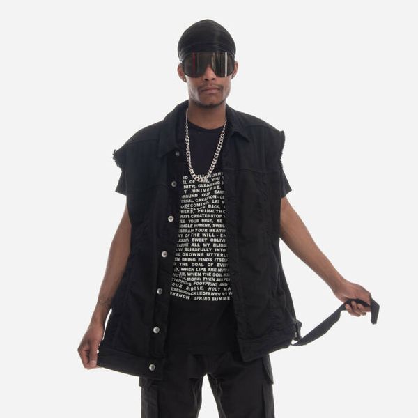 Rick Owens Мъжка жилетка Rick Owens DRKSHDW Дънкова жилетка DU01C6762 SDO ЧЕРЕН