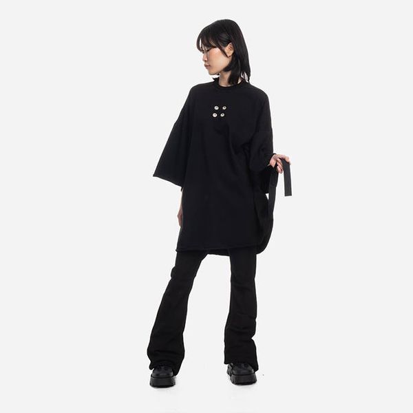 Rick Owens Тениска Rick Owens DRKSHDW Плетена тениска Tommy Tee DU01C6259 RIGES1 ЧЕРНО