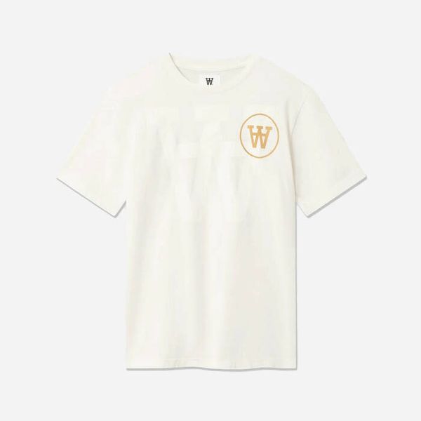 Wood Wood Мъжка тениска Wood Wood Ace Tonal Logo T-shirt GOTS 10245700-2222 OFF WHITE