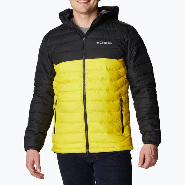 Columbia Columbia Powder Lite Hooded мъжко пухено яке черно/жълто 1693931