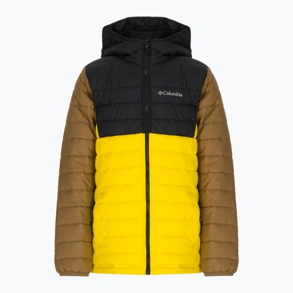 Columbia Детско пухено яке с качулка Columbia Powder Lite Black and Yellow 1802901