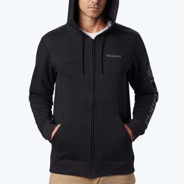 Columbia Мъжки суитшърт Columbia Logo Fleece Full Zip от полар черен 1889164010