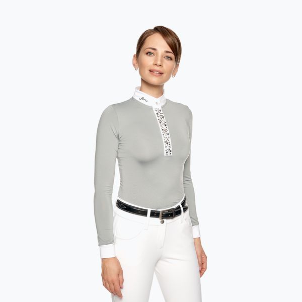 FERA Equestrian Дамска състезателна риза с дълъг ръкав Fera Nebula сива 1.1.l