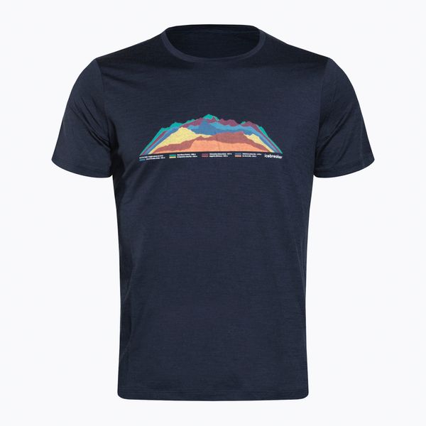 icebreaker Мъжка термална тениска Icebreaker Tech Lite II 7 Mountain Tops тъмно синьо IB0A56VE4011