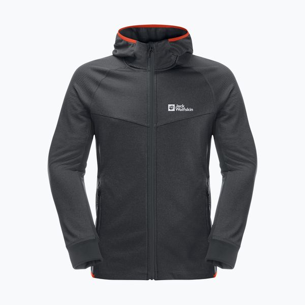 Jack Wolfskin Мъжки суитшърт Jack Wolfskin Hydro Grid Hooded FZ от полар сив 1710002