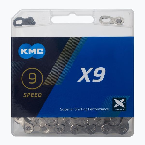KMC Верига за велосипед KMC X9 114 звена 9rz сребро BX09NP114