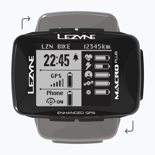 Lezyne LEZYNE MACRO PLUS GPS HRSC Зареден велосипеден компютър със сензор за каданс черен LZN-1-GPS-MACRO-V304-HS