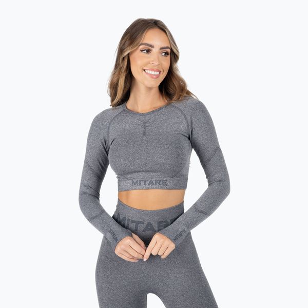 MITARE Дамски тренировъчен топ с дълъг ръкав MITARE Push Up Max Crop Top тъмно сив K084