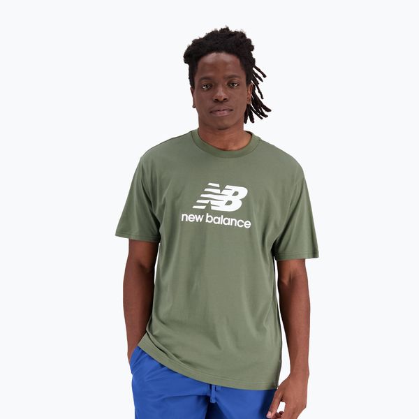 New Balance Мъжка тренировъчна тениска New Balance Essentials Stacked Logo Co зелена NBMT31541DON