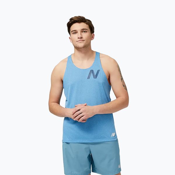 New Balance Мъжки потник за бягане New Balance Graphic Impact Run Singlet blue MT21276HBT