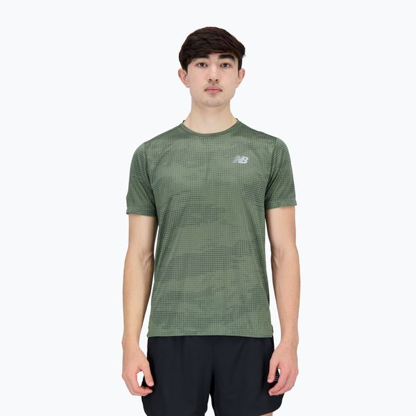 New Balance Мъжки тениски New Balance Top Printed Impact Run SS Running Shirt Green NBMT21263DON