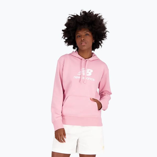 New Balance Суитшърт за тренировки за жени New Balance Essentials Stacked Logo French Terry Hoodie pink WT31533HAO