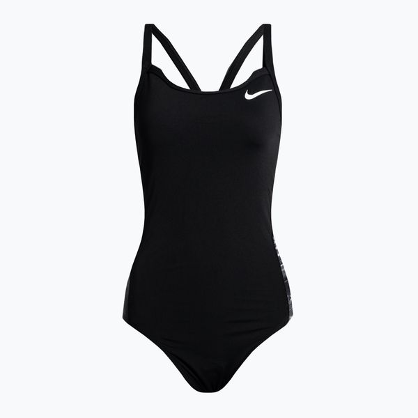 Nike Дамски едноцветен бански Nike Multiple Print Racerback Splice One Jet Black NESSC051