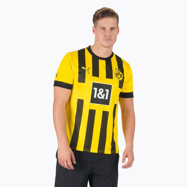PUMA Мъжка футболна фланелка Puma Bvb Home Jersey Replica Sponsor yellow and black 765883