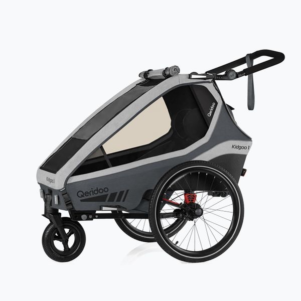 Qeridoo Qeridoo Kidgoo 2 двуместно ремарке за велосипед сиво Q-KDG2-22-SG