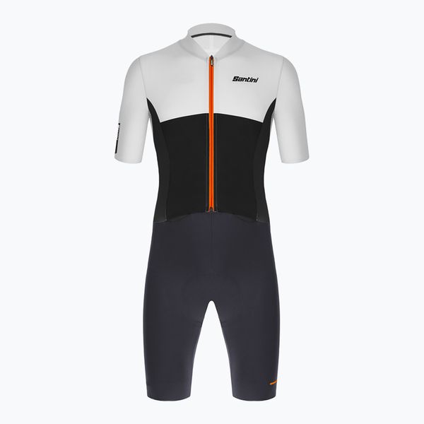 Santini Мъжки сиво-бял шосеен костюм Santini Redux Istinto 2S769C3