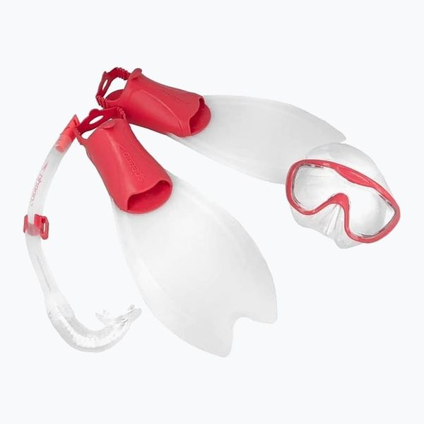 Speedo Speedo Glide Junior Комплект за гмуркане с шнорхел за деца маска + плавници + шнорхел прозрачен червен