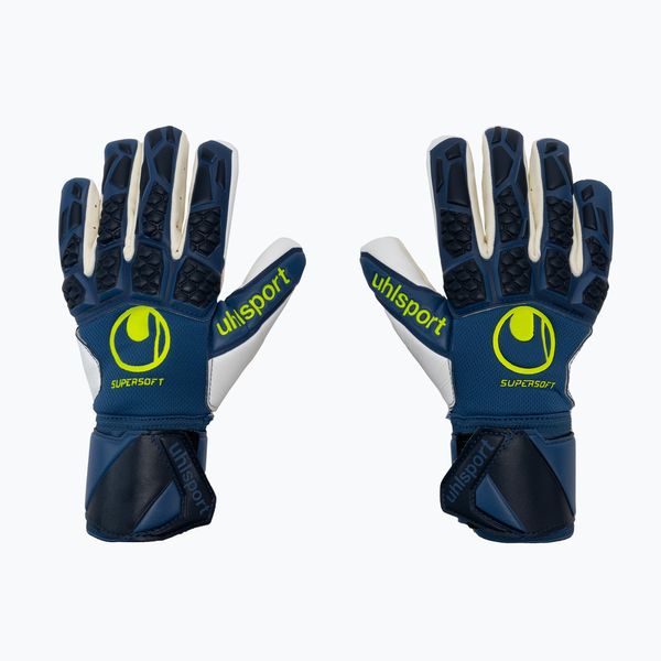 uhlsport Детски вратарски ръкавици uhlsport Hyperact Supersoft HN синьо и бяло 101123601